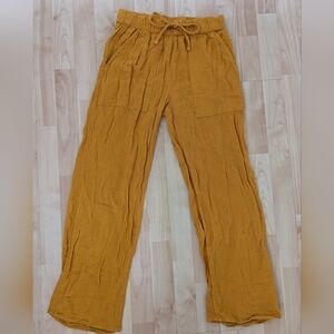 Calligraphie Size XS 100% Cotton Yellow Gold Colored Casual Relaxation Pants